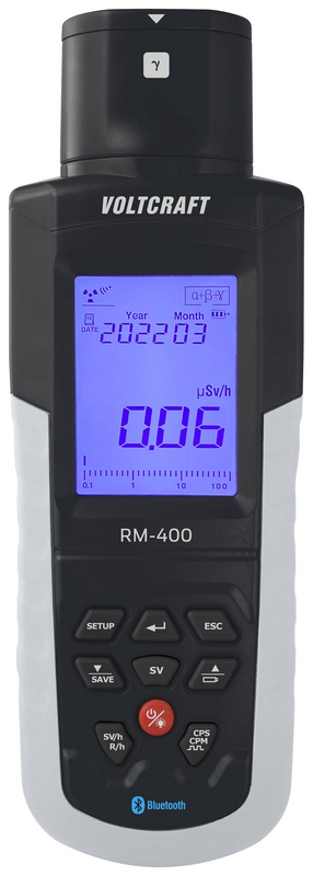 Compteur Geiger Voltcraft RM 400, alarme acoustique pour rayonnements alpha, bêta, gamma et rayons X (produit d'occasion).