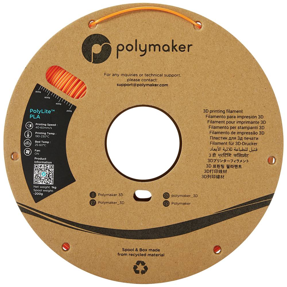 Polymaker Pa02023 Poly Lite Pla Orange Filament Druckerfilament Druckermaterial B-Ware
