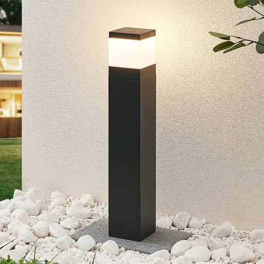 Lindby LED-Wegelampe Litas Wegeleuchte Lampe Gartenbeleuchtung eckig dunkelgrau