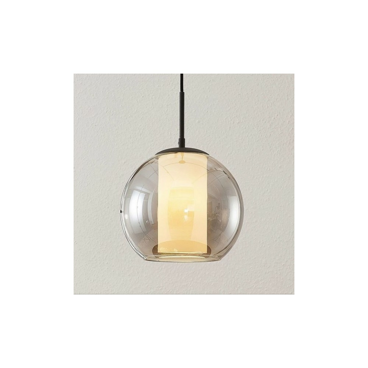 Lindby Yela Glas Pendelleuchte Hängeleuchte Lampe Deckenlampe Rauchgrau 2 Stück B-Ware