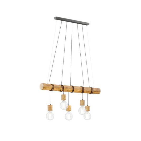 B-Ware Envostar Terra Hängeleuchte Deckenlampe Pendelleuchte Holzbalken Hell 5 Flg  E27 - 4251911723663