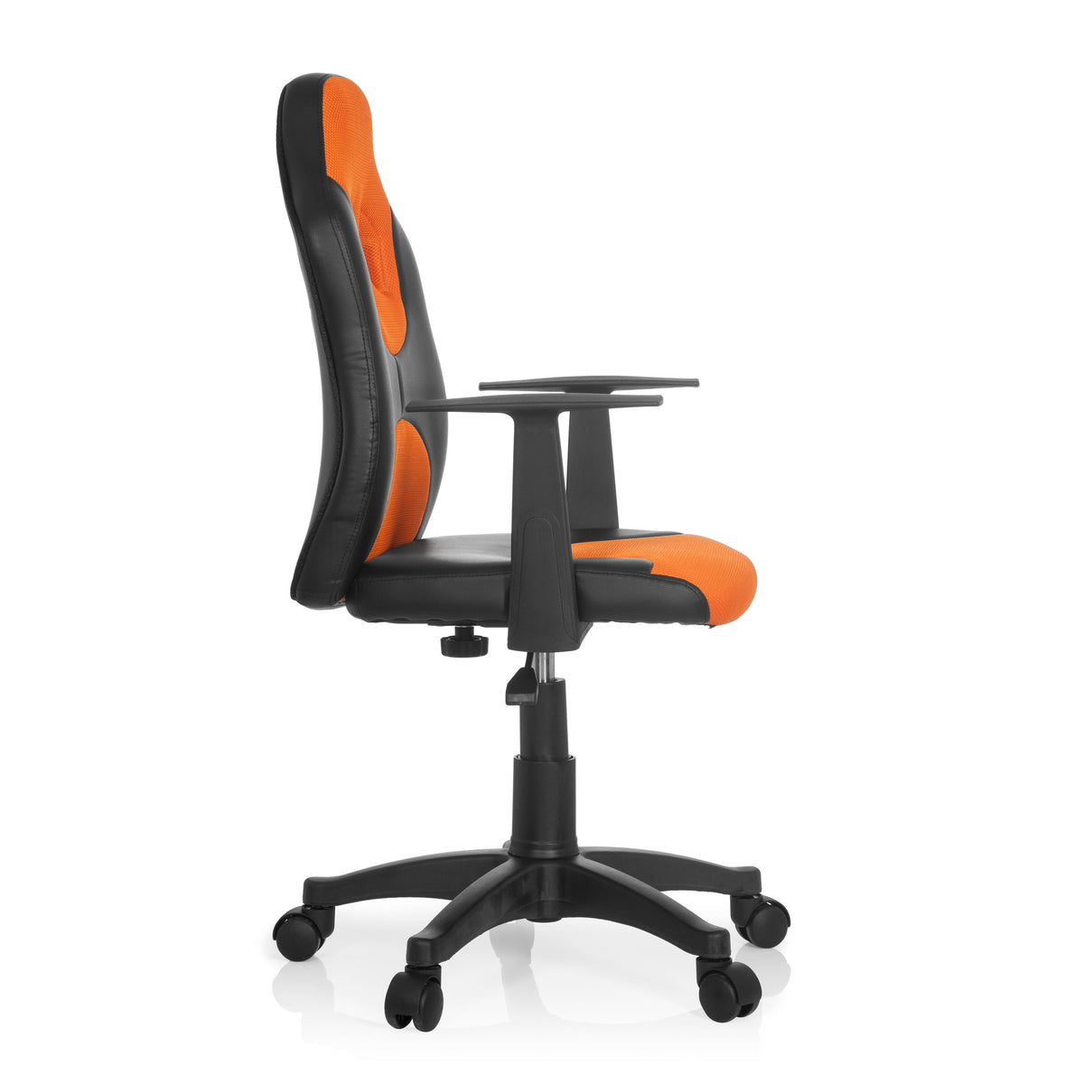 hjh OFFICE Kinderdrehstuhl Stuhl schwarz orange Kunstleder Armlehnen Rollen - 4251084640897