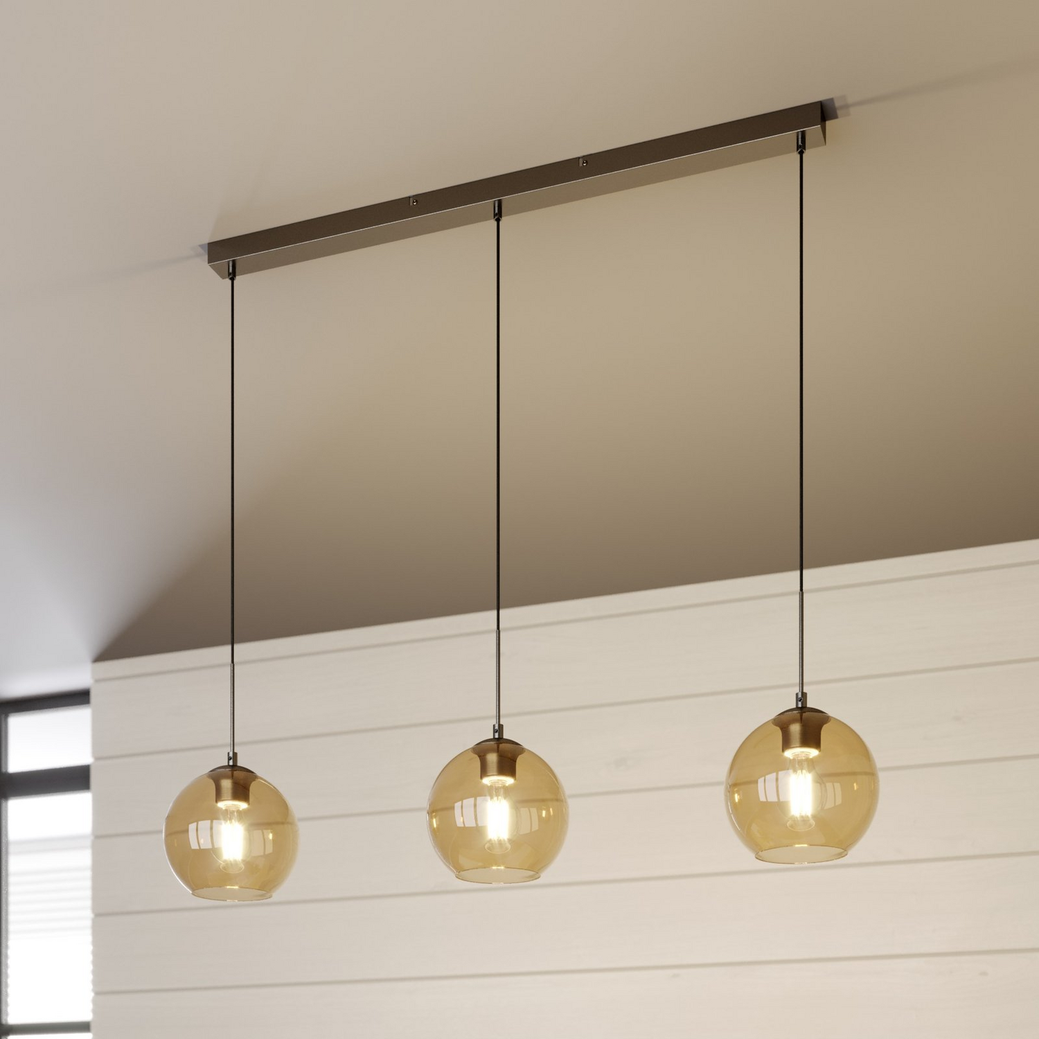 B-Ware Lindby Sofian Hängeleuchte Pendelleuchte Deckenlampe Leuchte Dreiflammig Amber