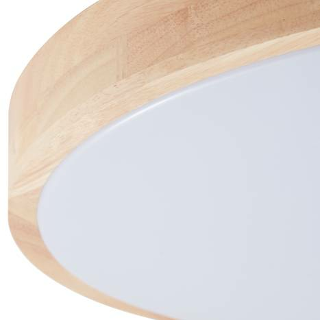 Plafonnier LED Lindby Innes, lampe de plafond, applique murale, bois, Ø50,5 cm, Smart