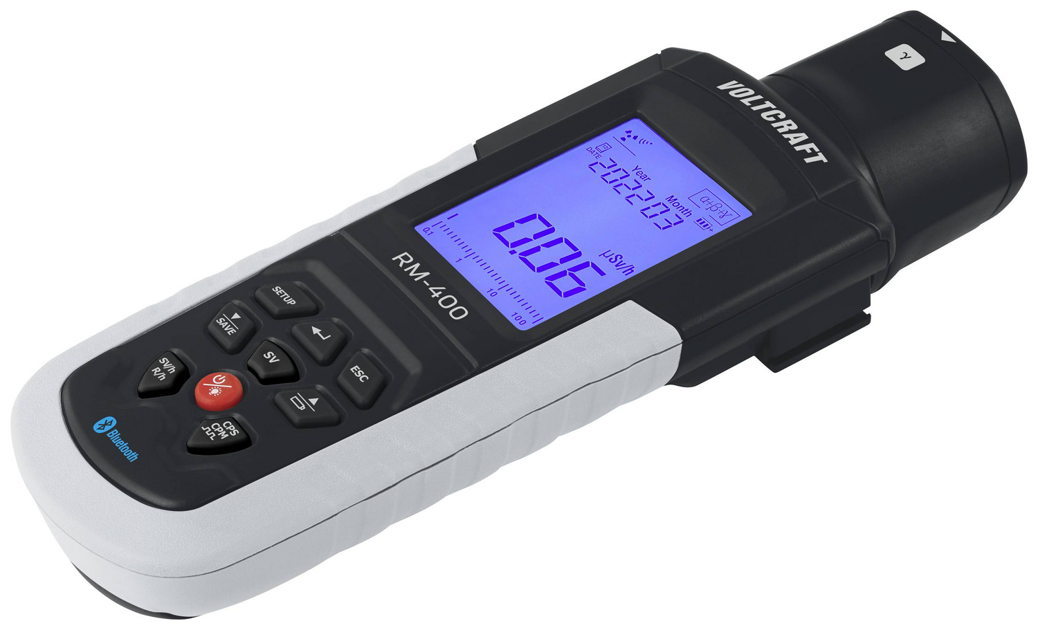 Compteur Geiger Voltcraft RM 400, alarme acoustique pour rayonnements alpha, bêta, gamma et rayons X (produit d'occasion).