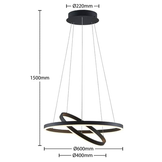 Arcchio Albiona Led Hängeleuchte Hängeleuchte Lampe Leuchte Led Schwarz 2 Ringe B-Ware - 4251096597677