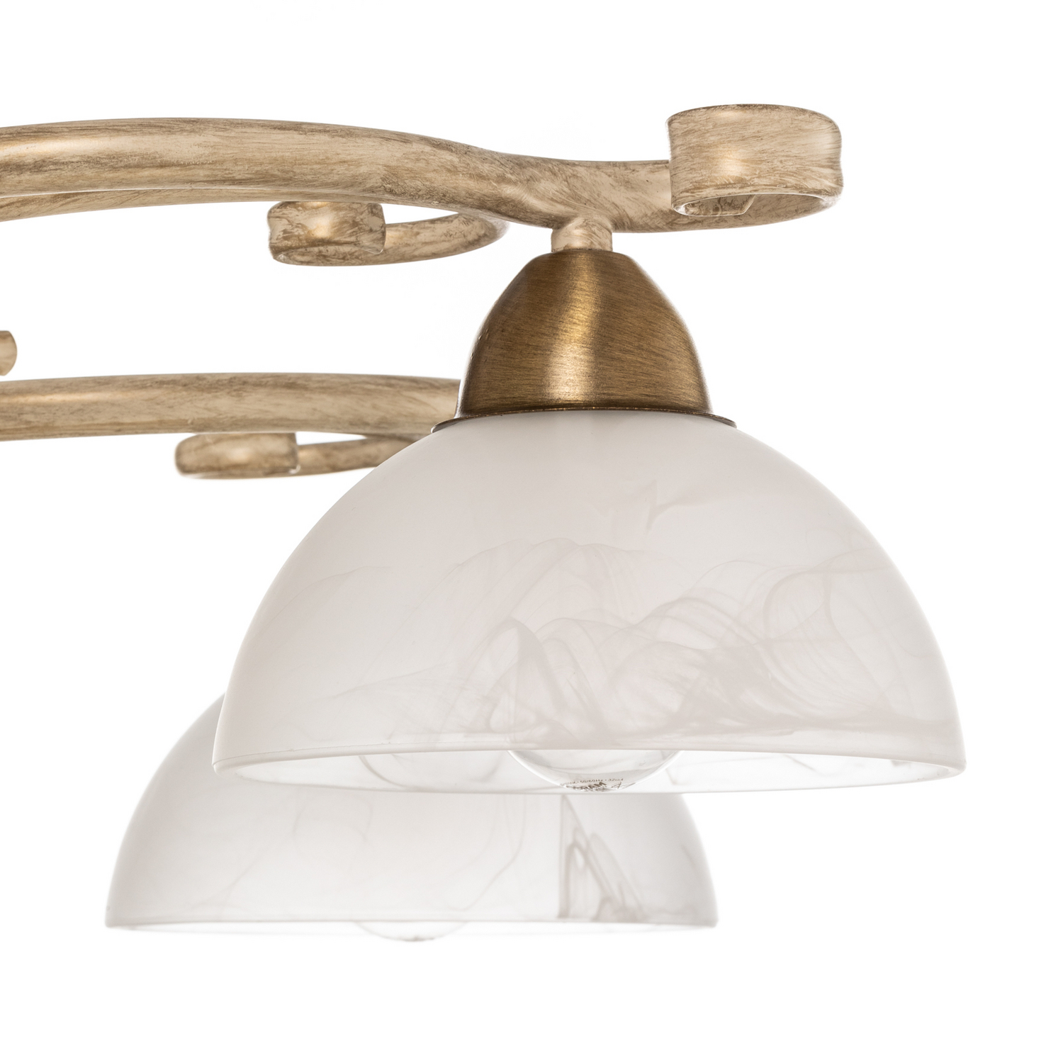 Deckenlampe Flora Fünf Glasschirme Weiß Messing Deckenleuchte Lampe Leuchte S51 B-Ware - 5907565959727