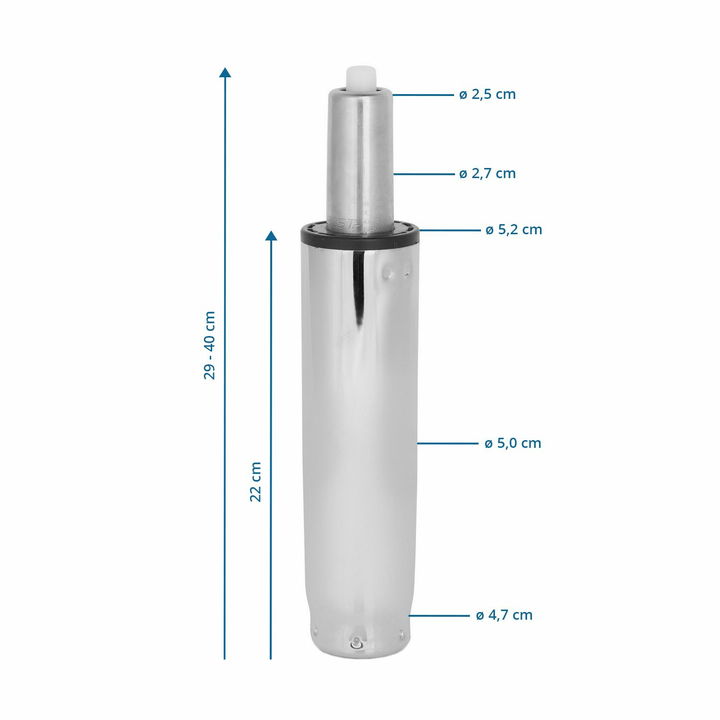 hjh OFFICE Gasfeder Gasdruckfeder GF-L Größe L Chrom Bürostuhl Drehstuhl Stuhl
