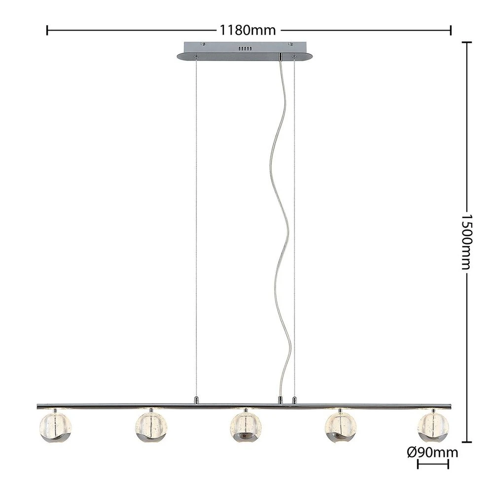 Lucande Kilio Led Hängeleuchte Hängeleuchte Hängelampe Leuchte 5 Flammig Chrom B-Ware - 4251911744002