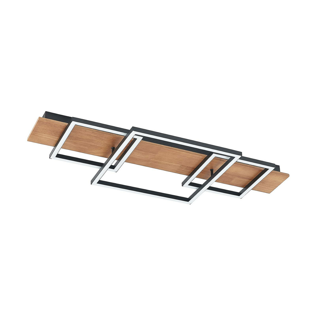 Lucande Chariska LED Deckenlampe Deckenleuchte Licht Leuchte Holz 95cm schwarz