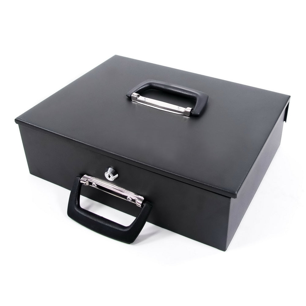 hjh OFFICE Geldkassette Kasse Safe schwarz Stahl Münzzählbrett Tragegriff 2 - 4251084672294