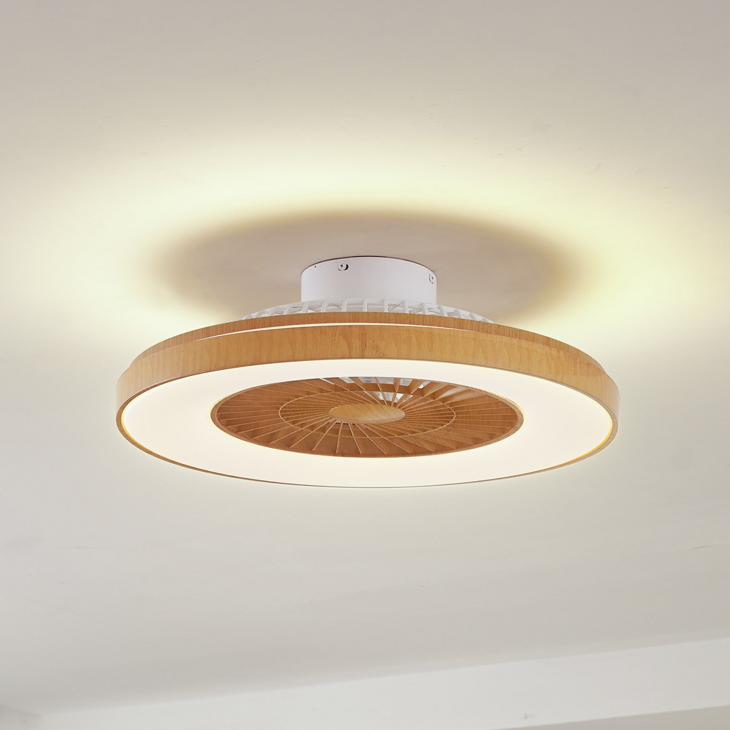 Lindby Led Deckenventilator Teleo Deckenventilator Venti Holzfarben Dc Leise Cct B-Ware