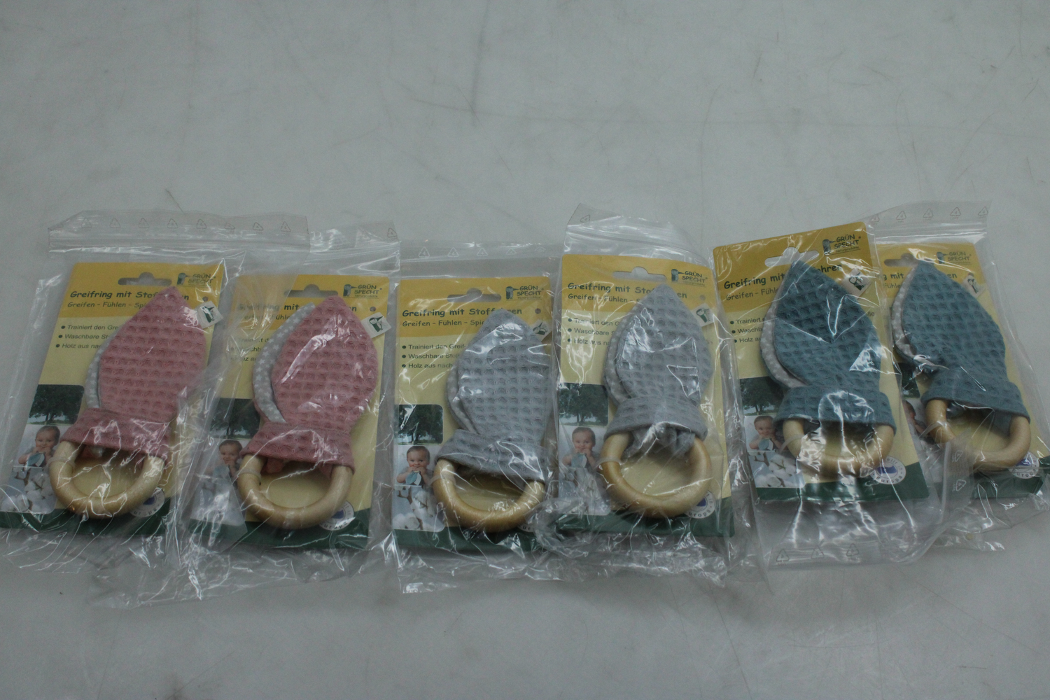 B-Ware Grünspecht Greifringe Beißring Babyspielzeug Stoffohren Spielzeug 6 Stück - 4260531785715