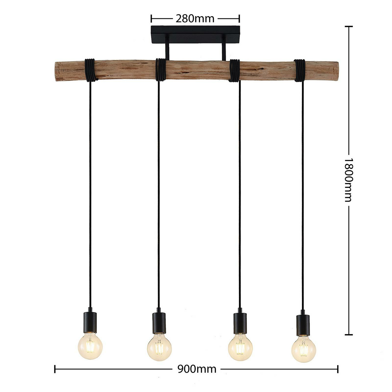 Lindby Amilia Hängeleuchte Pendelleuchte Deckenlampe Leuchte Holz Vierflammig155 B-Ware - 4251911719352