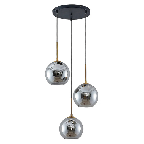 Suspension Lindby Jurian, plafonnier, lampe de salon, 3 lumières, bronze fumé