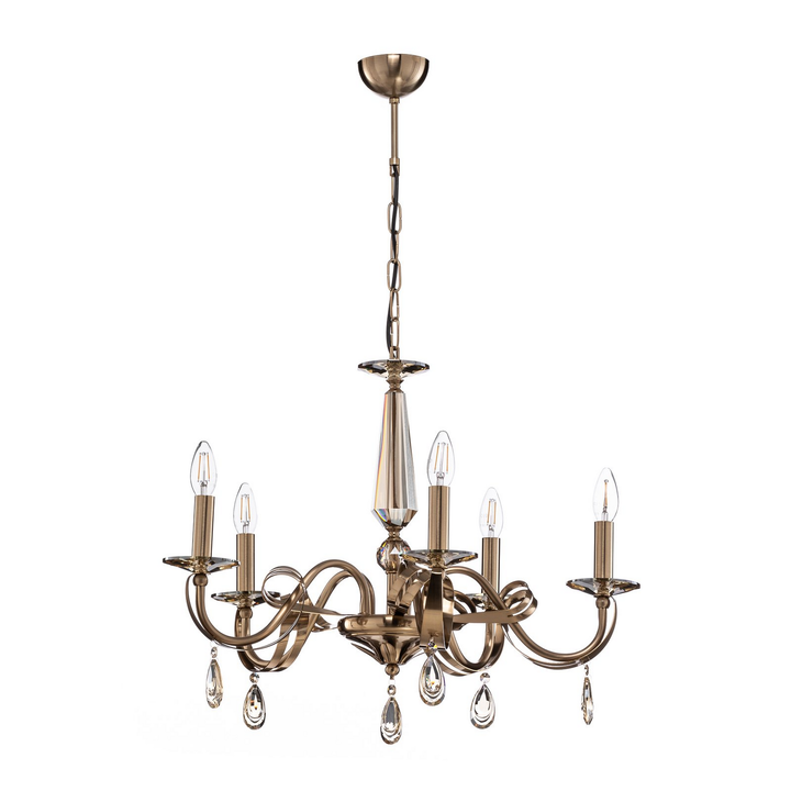 Kronleuchter Castro Messing Antik 5 Flammig Deckenlampe Deckenleuchte Lampe Spot B-Ware