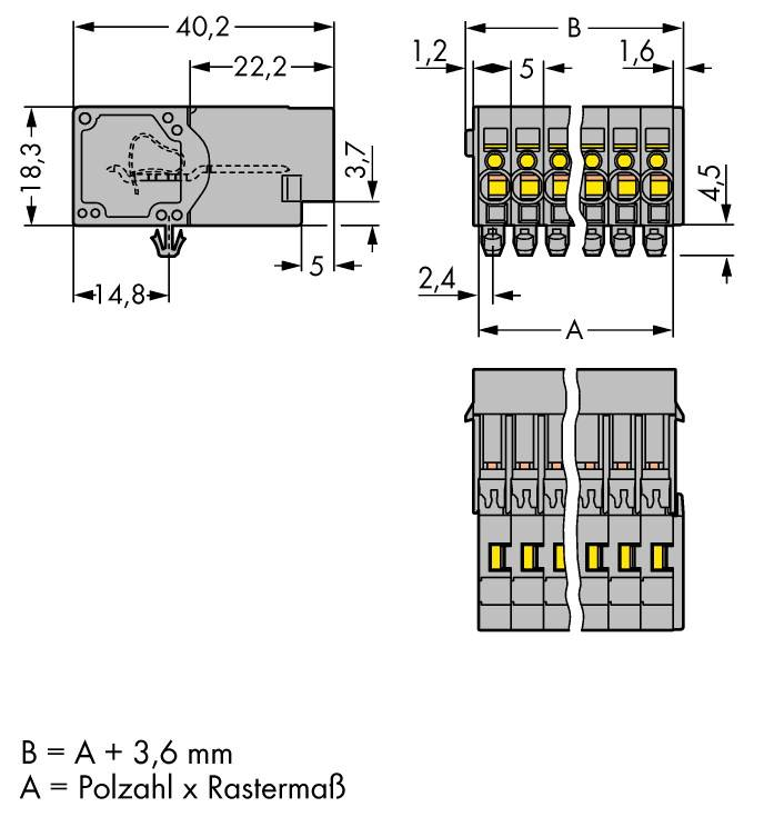 WAGO Buchsengehäuse-Kabel 769 Polzahl Gesamt 12 Rastermaß: 5 mm 769-612/001-000