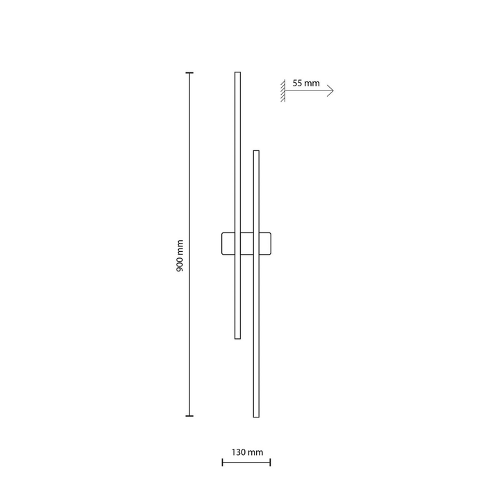 LED-Wandleuchte Flash schwarz kiefer Höhe 90 cm 2-flammig Wandlampe Lampe Spot