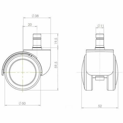 Hjh Office 5x Rolo 11mm/50mm Hartböden Stuhlrollen Bürostuhlrollen Rolle Schwarz B-Ware