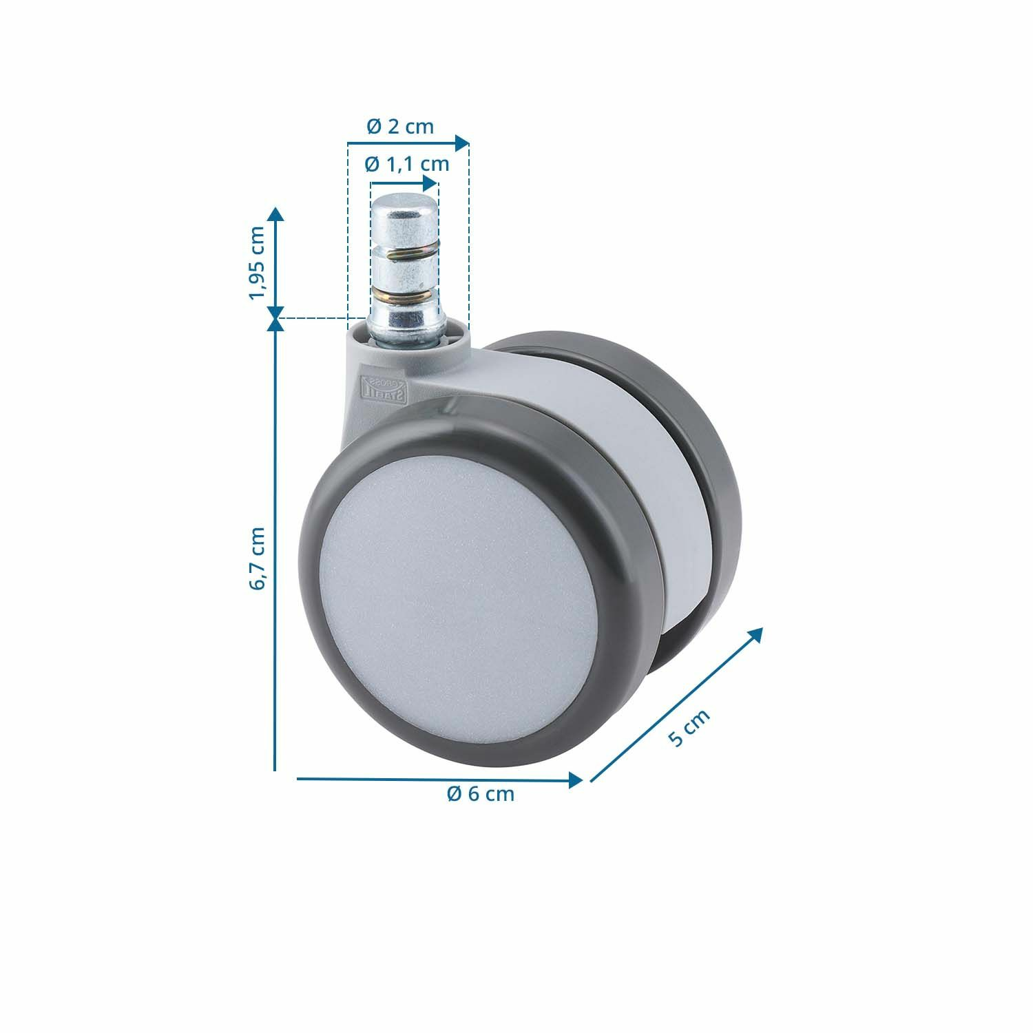 B-Ware 5x Hartbodenrollen Rolo Move 60 11mm / 60mm Büro Stuhl Rolle (5er Pack)  - 4064323023173