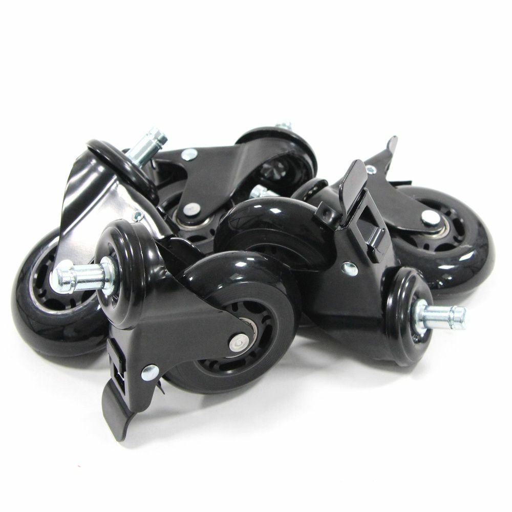 B-Ware 5x Hartbodenrollen Rolo Skate 11mm 75 Mm Büro Stuhl Rollen Inkl. Bremse Schwarz