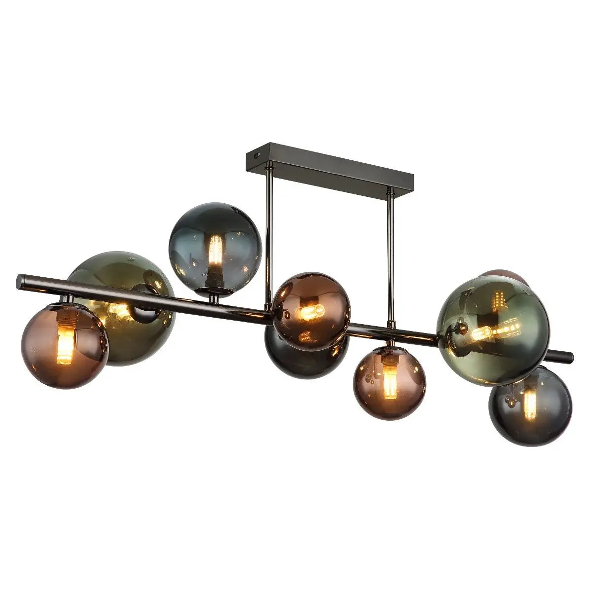 B-Ware Globo Deckenleuchte Riha 9 Flammig Grau Bronze Grün Petrol Glas Deckenlampe G9 - 6012452