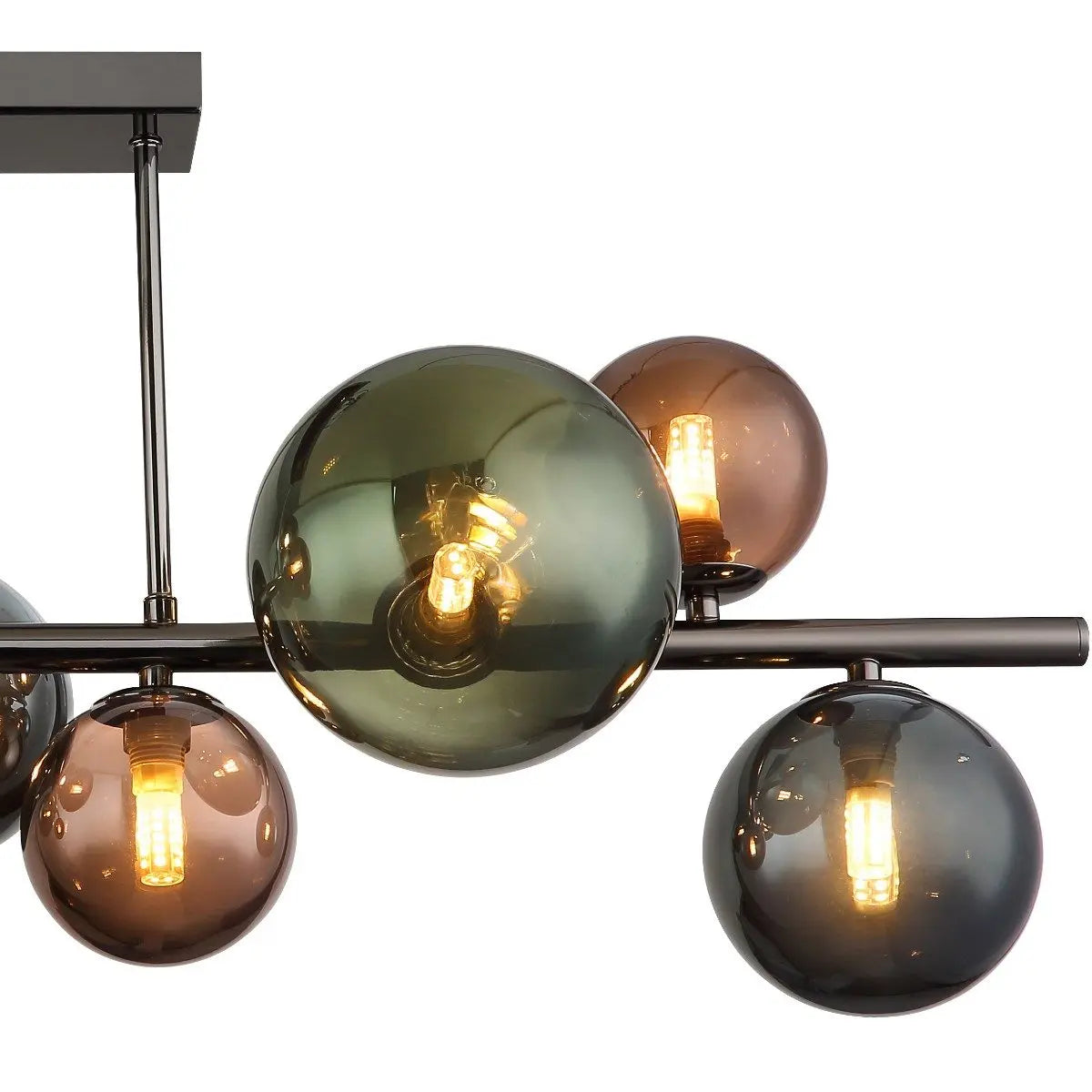 B-Ware Globo Deckenleuchte Riha 9 Flammig Grau Bronze Grün Petrol Glas Deckenlampe G9 - 6012452