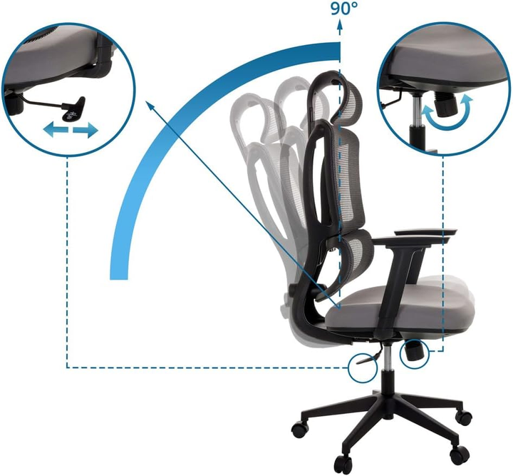 My Buero Bürostuhl Drehstuhl Ergomy Sitz Stoff Rücken Netzstoff Grau Office Stuhl B-Ware - 884002