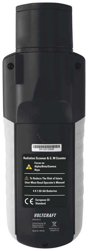 Compteur Geiger Voltcraft RM 400, alarme acoustique pour rayonnements alpha, bêta, gamma et rayons X (produit d'occasion).