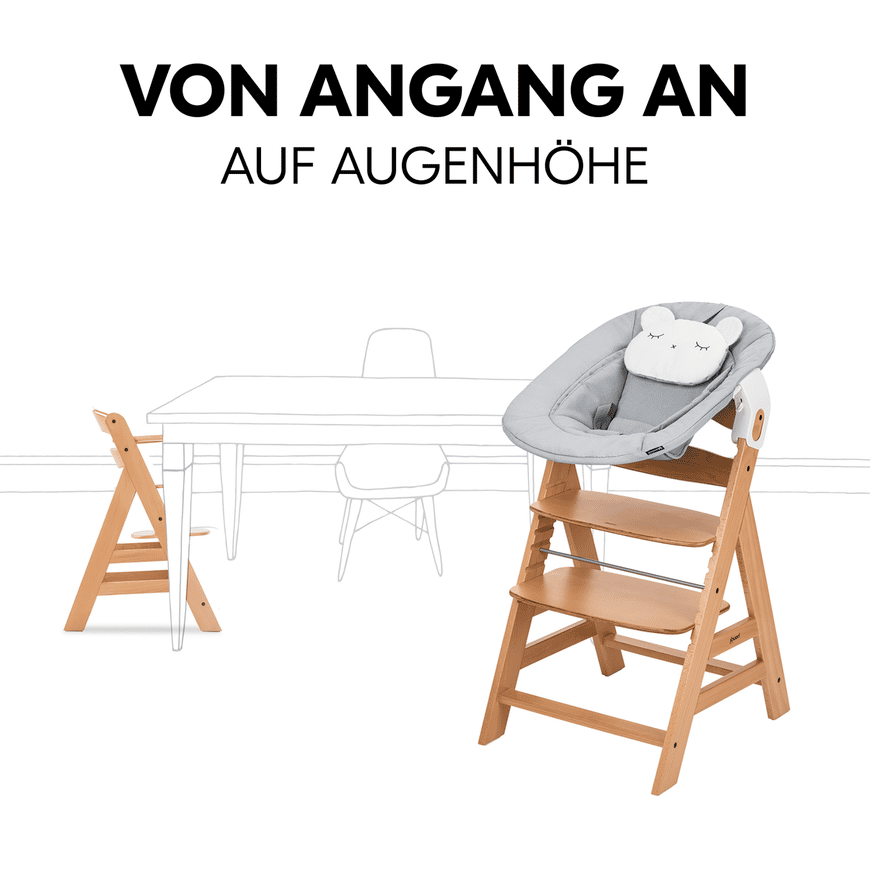 B-Ware Hauck Hochstuhl Mit Newborn Set Alpha Premium Kinderstuhl Hochsitz Nature Grey