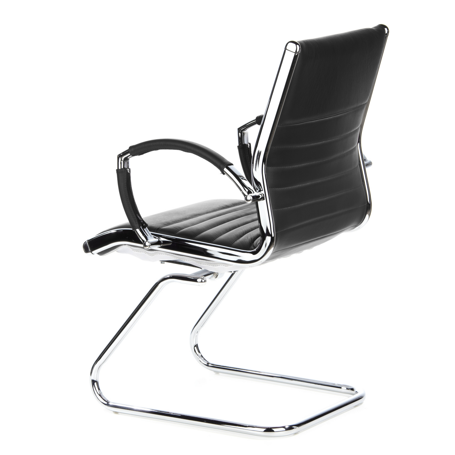 B-Ware Hjh Office Konferenzstuhl Freischwinger Stuhl Parma V Sitz Leder Schwarz Ch64