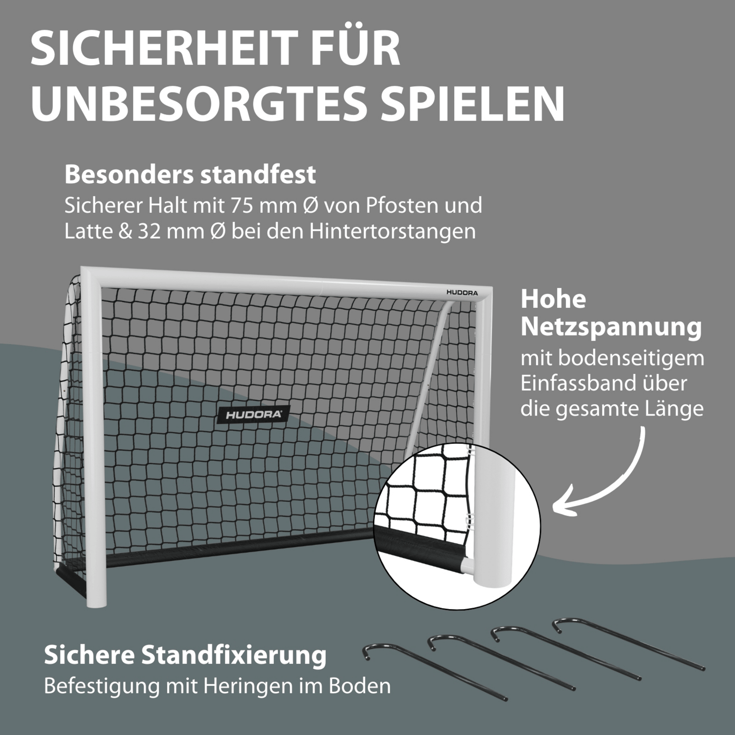 B-Ware Hudora Advanced 240 Fußballtor Tor Fußballnetz Spieltor