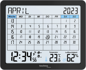 B-Ware Techno Line Wt2600 Funk Kalender Schwarz Alarmzeiten 2 Uhren Tischuhren Tablet