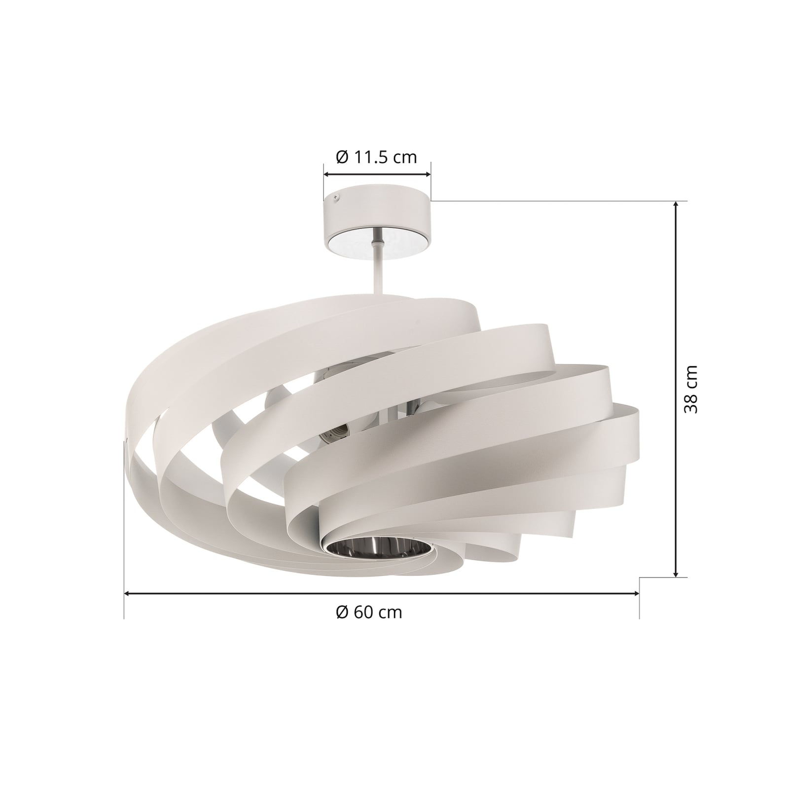 Deckenleuchte Vento LED Lampe dimmbar Metall weiß Ø60cm 4-flammig 38cm hoch - 5905563000410
