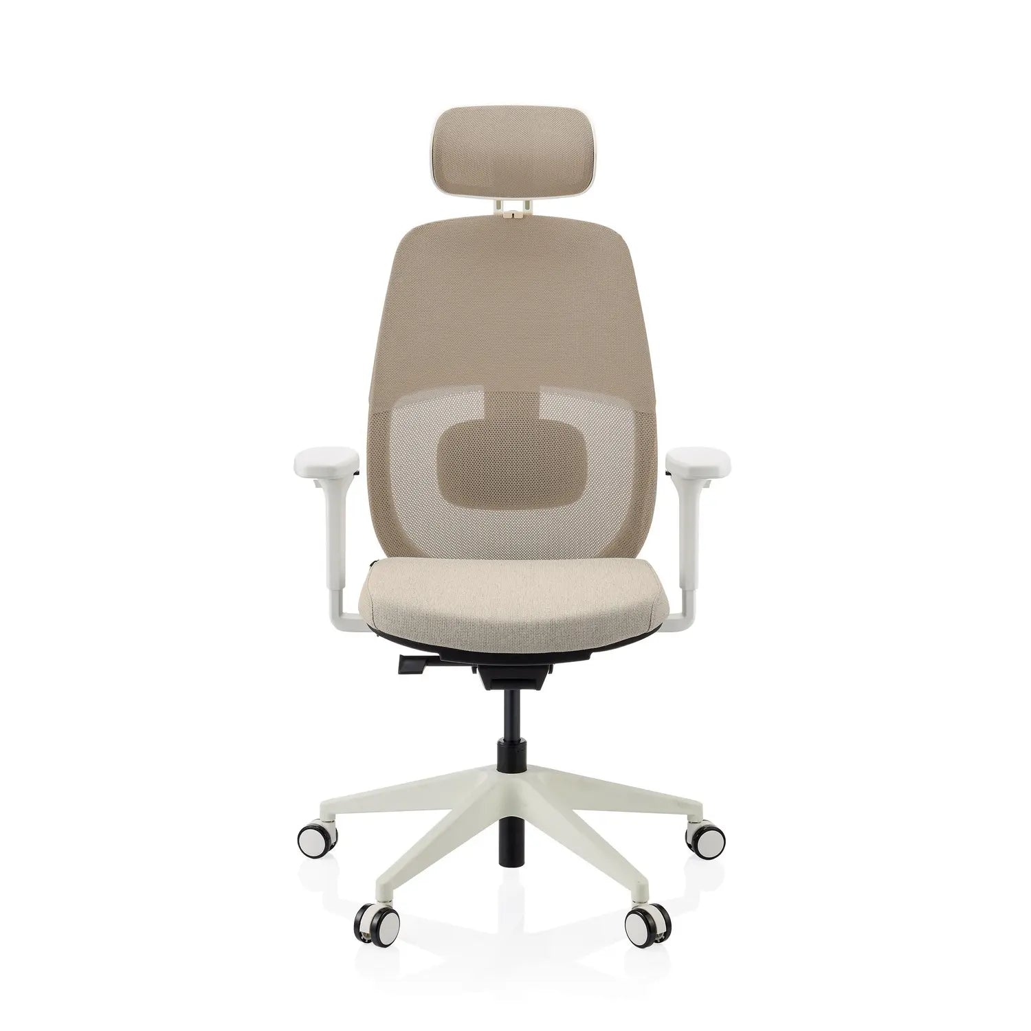 B-Ware Hjh Office Bürostuhl Drehstuhl Stuhl Skandis Pro Kopfstütze Beige Weiß Mesh - 4064323109235