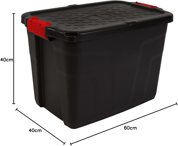Strata Aufbewahrungsbox Kiste 60 L Deckel Abschließbar Innen Außen Schwarz Rot  B-Ware - 5021711059151