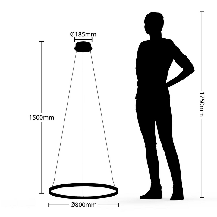 Arcchio Albiona Led Hängeleuchte Hängeleuchte Lampe ø 80 Cm 46,8 W Schwarz W119 B-Ware