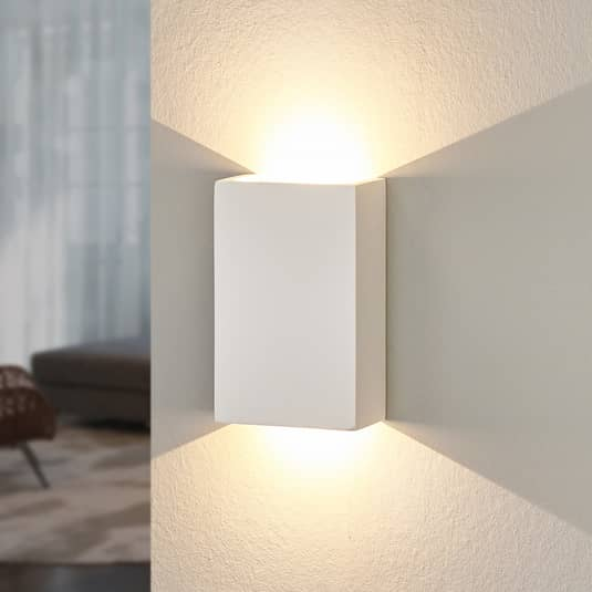 Lindby LED-Wandleuchte Wandleuchte Lampe Leuchte Fabiola LED Gips H 16 cm weiß
