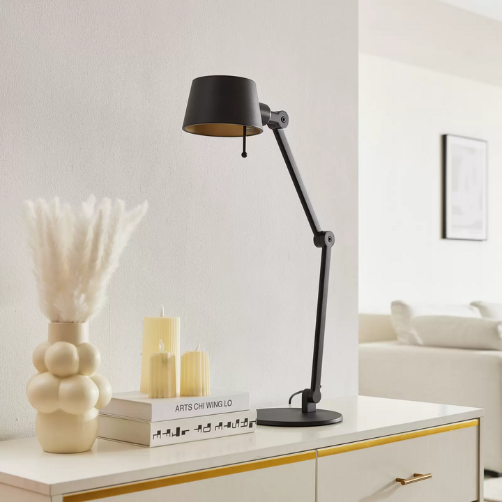 Lucande Silka Tischleuchte verstellbar schwarz Tischlampe Schreibtischlampe LED