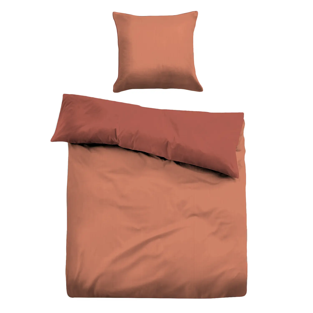 Tom Tailor Satin Bettwäsche Decke Bettbezug orange 155x220cm 80x80cm Kissen