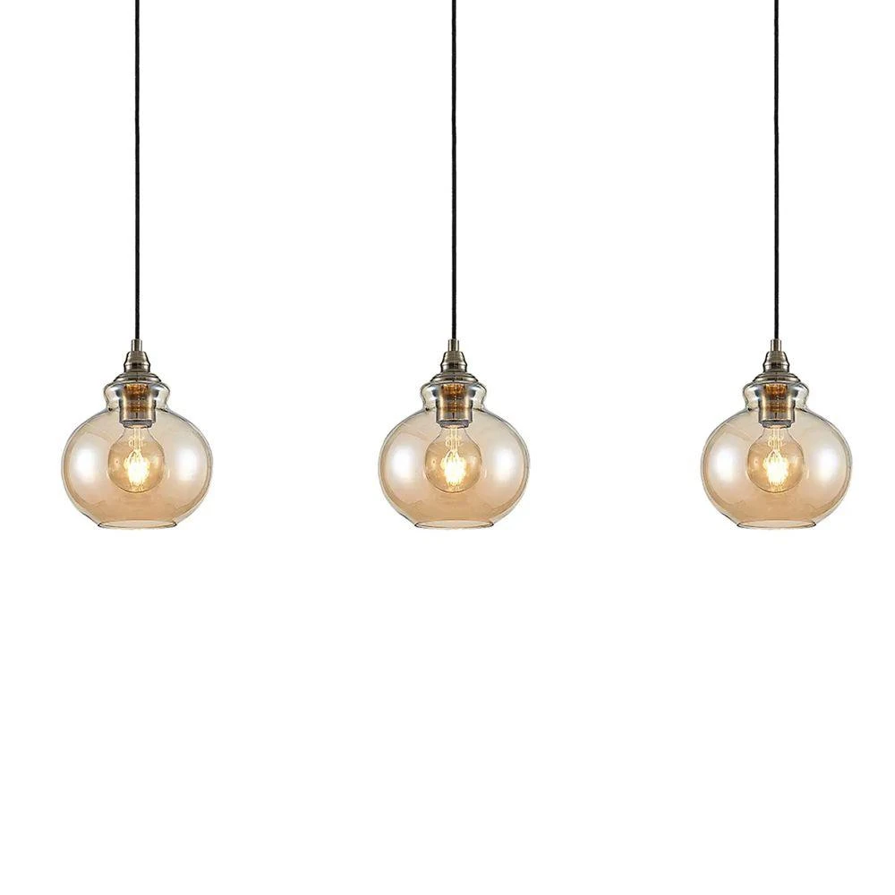 Lindby Tymoni Glas-Pendelleuchte Hängeleuchte Deckenlampe Lampe amber 3-flam302