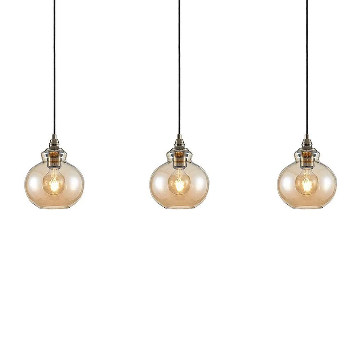 Lindby Tymoni Glas-Pendelleuchte Hängeleuchte Deckenlampe Lampe amber 3-flam302