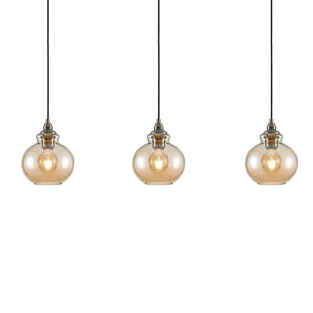 B-Ware Lindby Tymoni Glas Pendelleuchte Hängeleuchte Deckenlampe Lampe Amber 3 Flammig