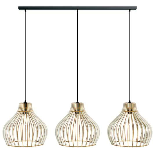 B-Ware Euluna Barrel Hängeleuchte Deckenlampe Pendelleuchte Lampe E27 Holzschirm Holz
