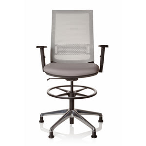 B-Ware hjh OFFICE Arbeitsstuhl Counterstuhl Drehstuhl TOP WORK 99 Netzstoff grau h34