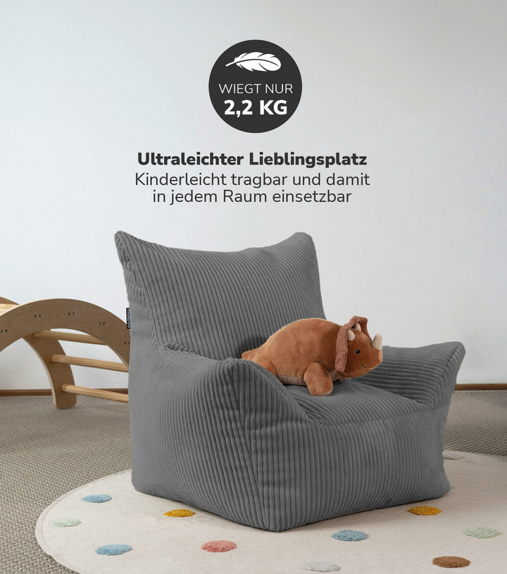 mokebo Kindersessel aus Cord 'Der Pausenheld', Sitzsack Kinder, Kindersitzsack,