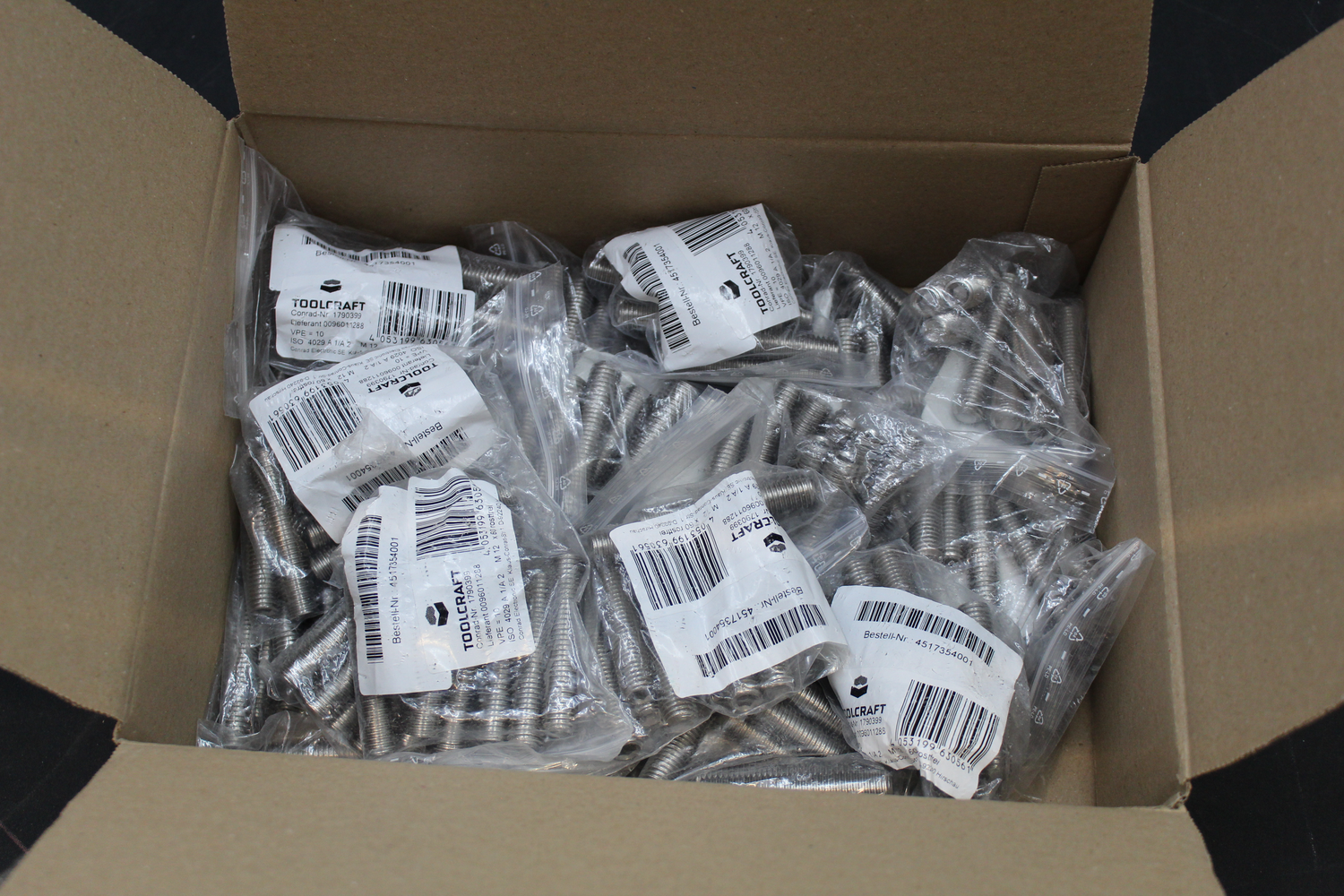 B-Ware Toolcraft To 5371197 M12 Gewindestift Madenschraube 19 Stück