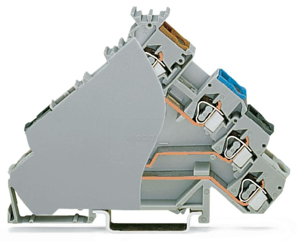 Wago Initiatorenklemme Reihenklemme Klemme 6mm Zugfeder Belegung: L Grau 50 St.  B-Ware - 4045454559489