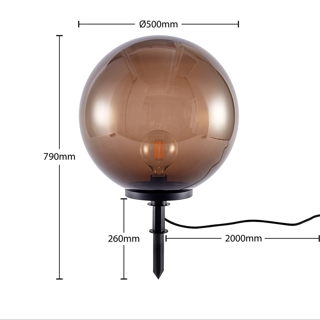 Deko-Kugelleuchte Samini Lindby rauchgrau Ø 50 cm Kugel Terasse IP44 E27 Garten