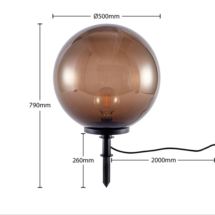 Deko-Kugelleuchte Samini Lindby rauchgrau Ø 50 cm Kugel Terasse IP44 E27 Garten